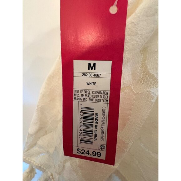 Xhilaration White Lace Dress TAdjustable StrapsmSummer With Pom-Poms Fringe M - Picture 9 of 10